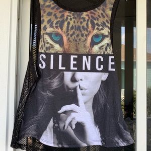 Silence Mesh Back Graphic Front Tank Top